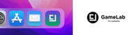 Verschiedene Symbole eines Desktops nebeneinander auf einem violetten Hintergrund