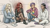 Frauen sitzen im Kreis und reden miteinander