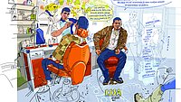 Reportagezeichnung von Olivier Kugler