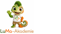 Logo LuMa-Akademie Kinder mit LuMa-Tier