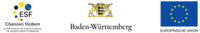 Auf dem Bild ist das ESF Logo, das Wappen von Baden-Württemberg und die Flagge der Europäischen Union zu sehen.