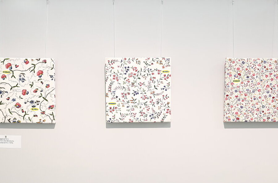 Blick in die Ausstellung in der Studiengalerie mit Werken von Goda Plaum