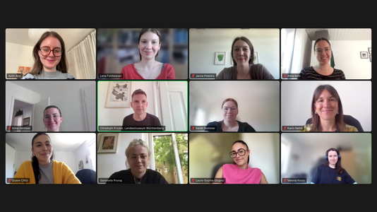 Zoom-Meeting mit Teilnehmenden Studierenden und Herrn Fricker
