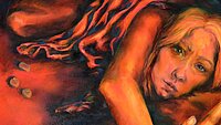 Einladungskarte mit liegender Frau